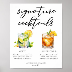 Póster Mojito Whiskey Sour Signature Cocktails Menú