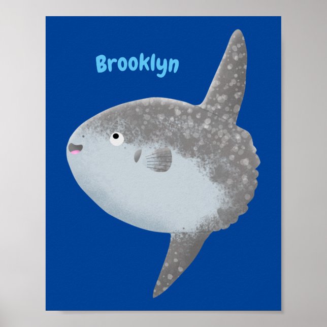 Póster Mola mola de pez luna oceánica lindo personalizado (Frente)