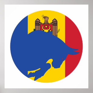 Póster Moldavia apura la bandera nacional de Moldavia