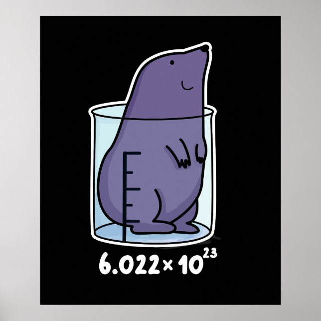 Póster Mole Equation Funny Mole En Un BG Oscuro De Pun Be (Frente)