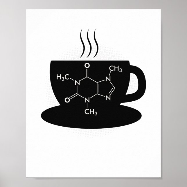 Póster Molécula de cafeína química (Frente)