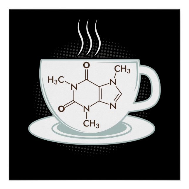 Póster Molécula de cafeína química (Anverso)