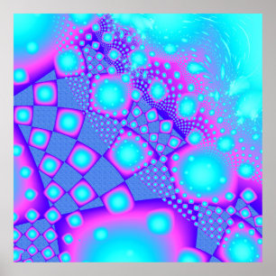 Póster Moléculas neonesas Fractal psicodélico