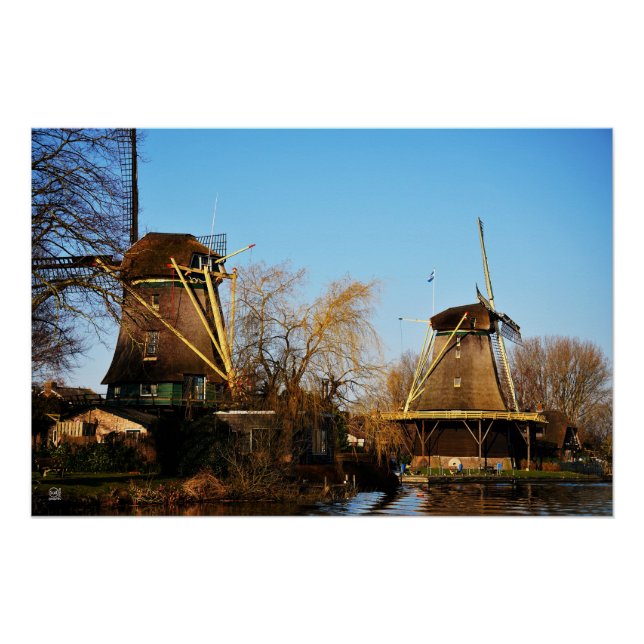 Póster Molens in Nederlands landschap. (Anverso)