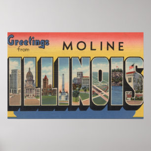Póster Moline, Illinois - Escenas de letras grandes