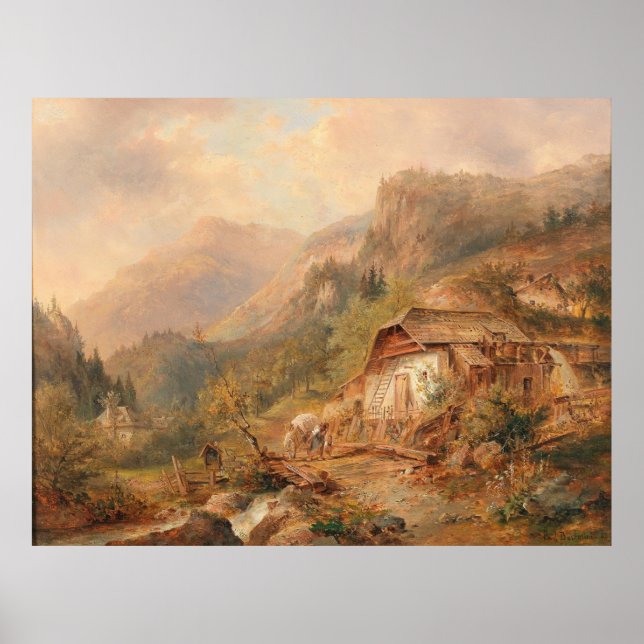 Póster Molino cerca de Steierling, Alta Austria Emil Barb (Frente)