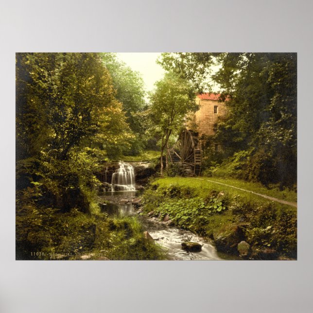 Póster Molino de agua de la antigua Inglaterra, Whitby Yo (Frente)