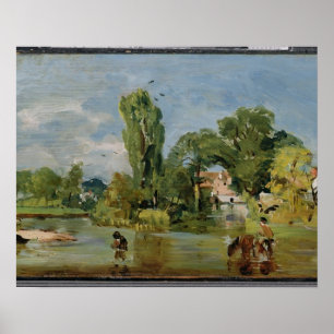 Póster Molino de Flatford, c.1810-11 (aceite en el panel)