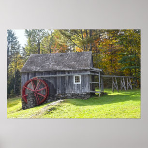 Póster Molino de Grano Antiguo de Vermont