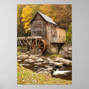 Póster Molino de Grist de Glade Creek, Parque Estatal Bab