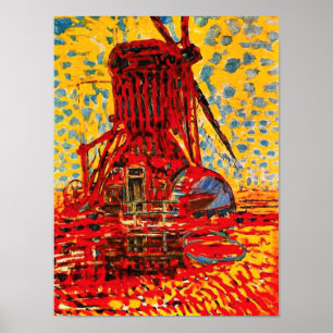 Póster Molino de Piet Mondrian a la luz del sol El molino