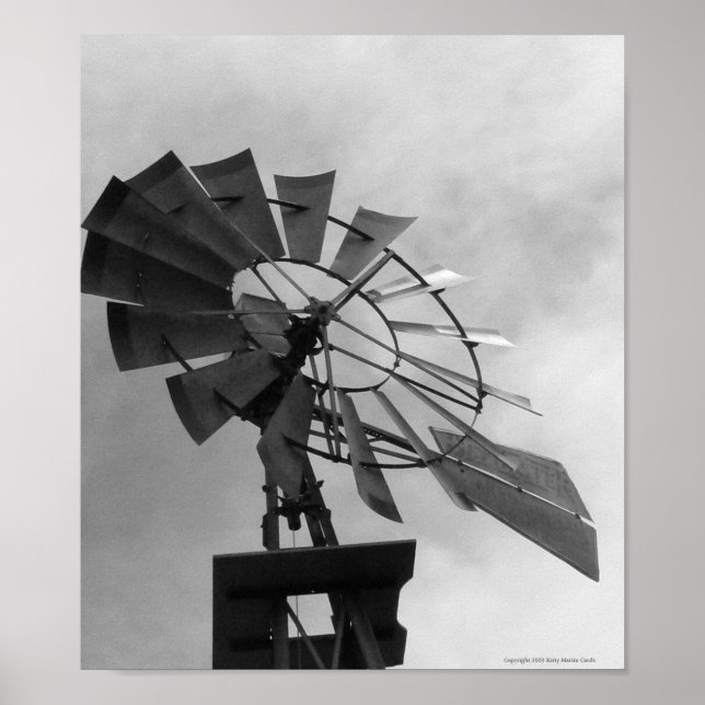 Póster Molino de viento B&W (Frente)