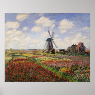 Póster Molino de viento de Rijnsburg de los campos del