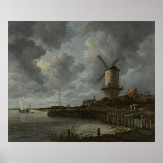 Póster Molino de viento holandés Wijk bij Duustede, Ruisd (Frente)