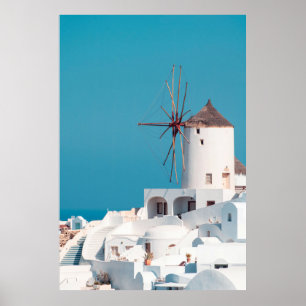 Póster Molino de viento marrón y blanco