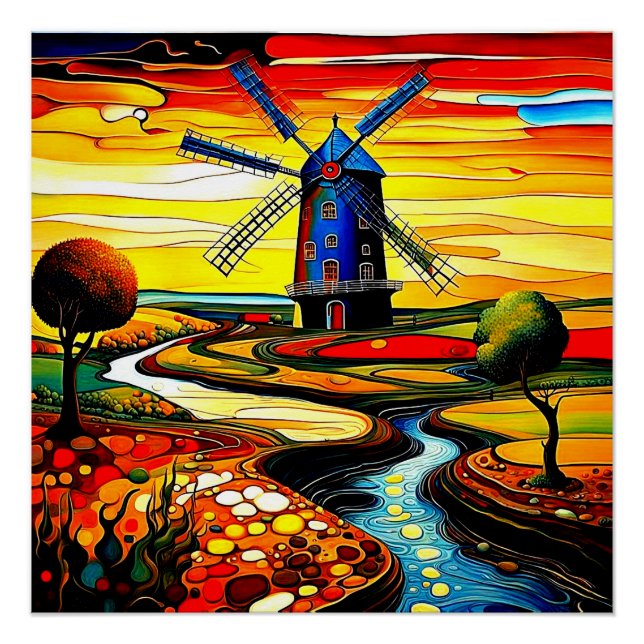 Póster Molino de viento por arroyo 2 (Anverso)