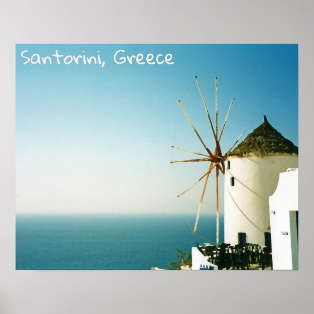 Póster Molino de viento Santorini, Grecia (Frente)