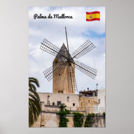 Póster Molino de viento tradicional en Palma de Mallorca 