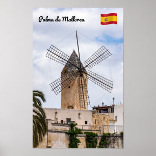 Póster Molino de viento tradicional en Palma de Mallorca 