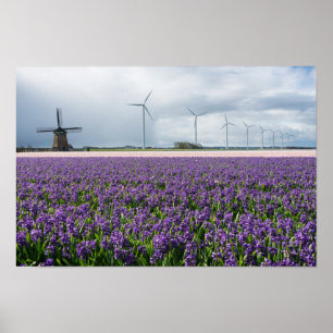Póster Molino de viento tradicional y moderno en poster h