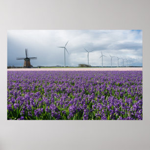 Póster Molino de viento tradicional y moderno en poster h