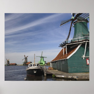 Póster Molino de viento, Zaanse Schans, Holanda, Países B