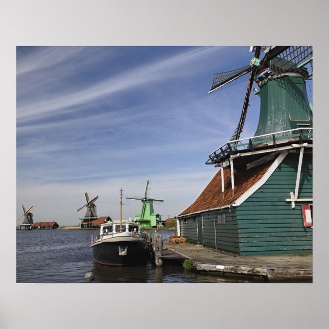 Póster Molino de viento, Zaanse Schans, Holanda, Países B (Frente)