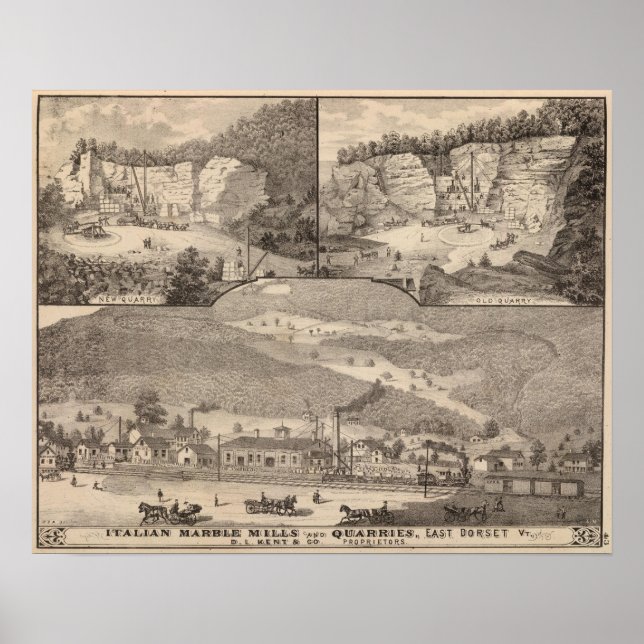 Póster Molinos de mármol y canteras italianas (Frente)