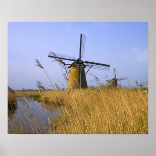 Póster Molinos de viento a lo largo del canal de Kinderdi