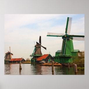 Póster Molinos de viento holandeses, Zaanse Schans.