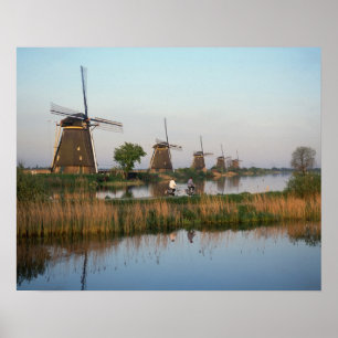 Póster Molinos de viento, Kinderdijk, Países Bajos