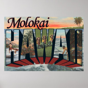 Póster Molokai, Hawaii - Escenas de letras grandes