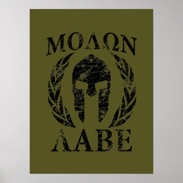 Póster Molon Labe Grunge Spartan Helmet (Frente)