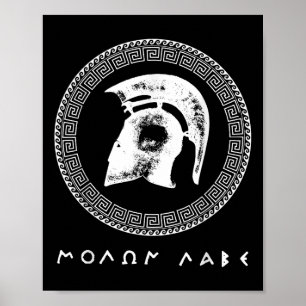 Póster Molon Labe Guerrero Espartano Casco Antiguo Guerre