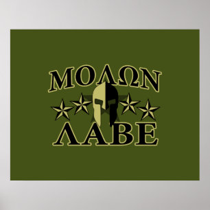 Póster Molon Labe Spartan Helmet 5 estrellas
