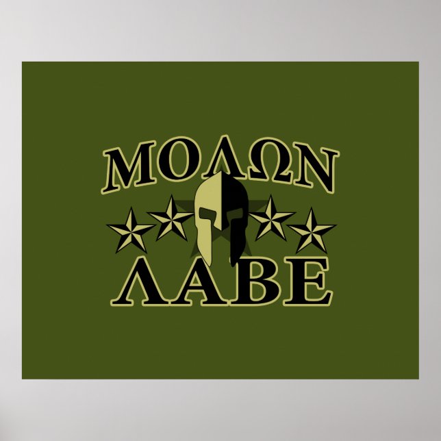 Póster Molon Labe Spartan Helmet 5 estrellas (Frente)