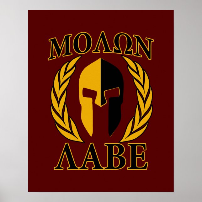 Póster Molon Labe Spartan Mask Laurels Burgundy (Frente)