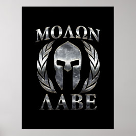 Póster Molon Labe Steel Spartan Helmet