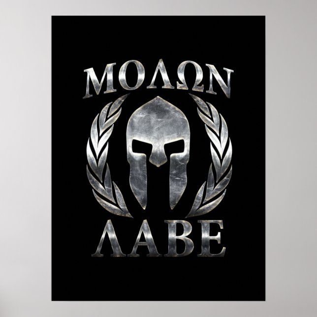 Póster Molon Labe Steel Spartan Helmet (Frente)