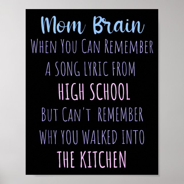Póster Mom Brain Funny Definition Quote Sarcasm Women Mot (Frente)