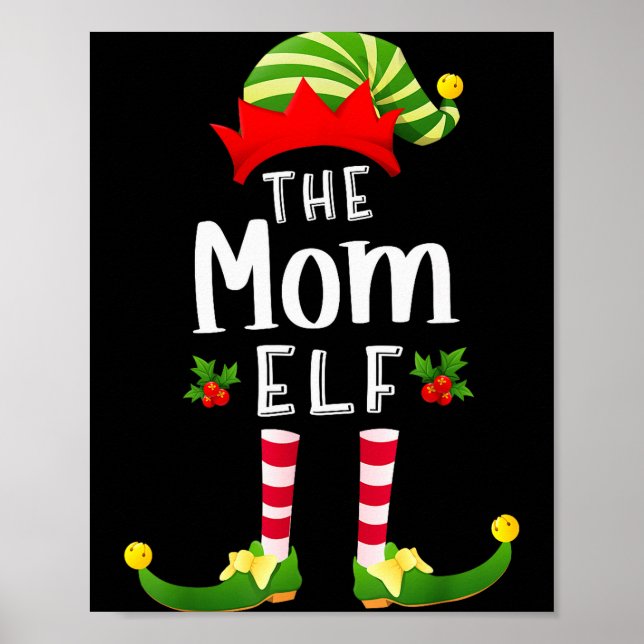 Póster Mom Christmas Elf Matching Pajama X-mas Party  (Frente)