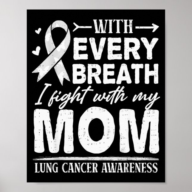 Póster Mom Lung Cancer Awareness White Ribbon Family Supr (Frente)