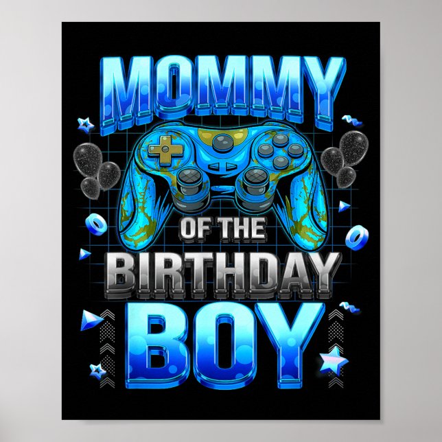 Póster Mom Of The Birthday Boy Cool Gamer Funny Video Gam (Frente)