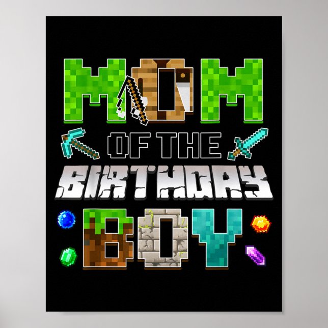 Póster Mom Of The Birthday Boy Funny Gaming Birthday Xel  (Frente)