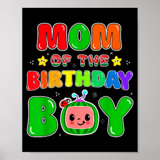Póster Mom Of The Birthday Boy Funny Melon Family Party M