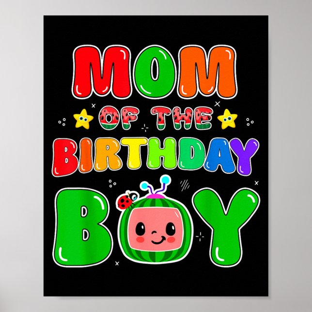 Póster Mom Of The Birthday Boy Funny Melon Family Party M (Frente)