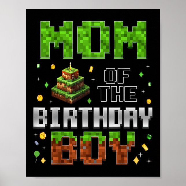 Póster Mom Of The Birthday Boy Matching Family Birthday P (Frente)