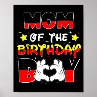 Póster Mom Of The Birthday Boy Shirt Matching Mom Son Fam