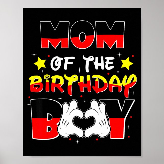 Póster Mom Of The Birthday Boy Shirt Matching Mom Son Fam (Frente)