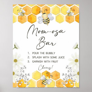 Póster Mom-osa Bar Baby Shower Rótulo Honey Bee